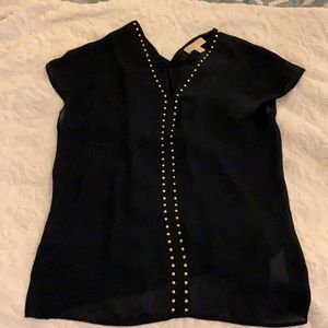 Michael Kors navy and gold studded tunic top
